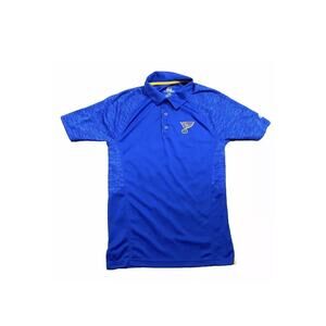St Louis Blues Polo Shirt Majestic CoolBase Blue Short Sleeve Men Small